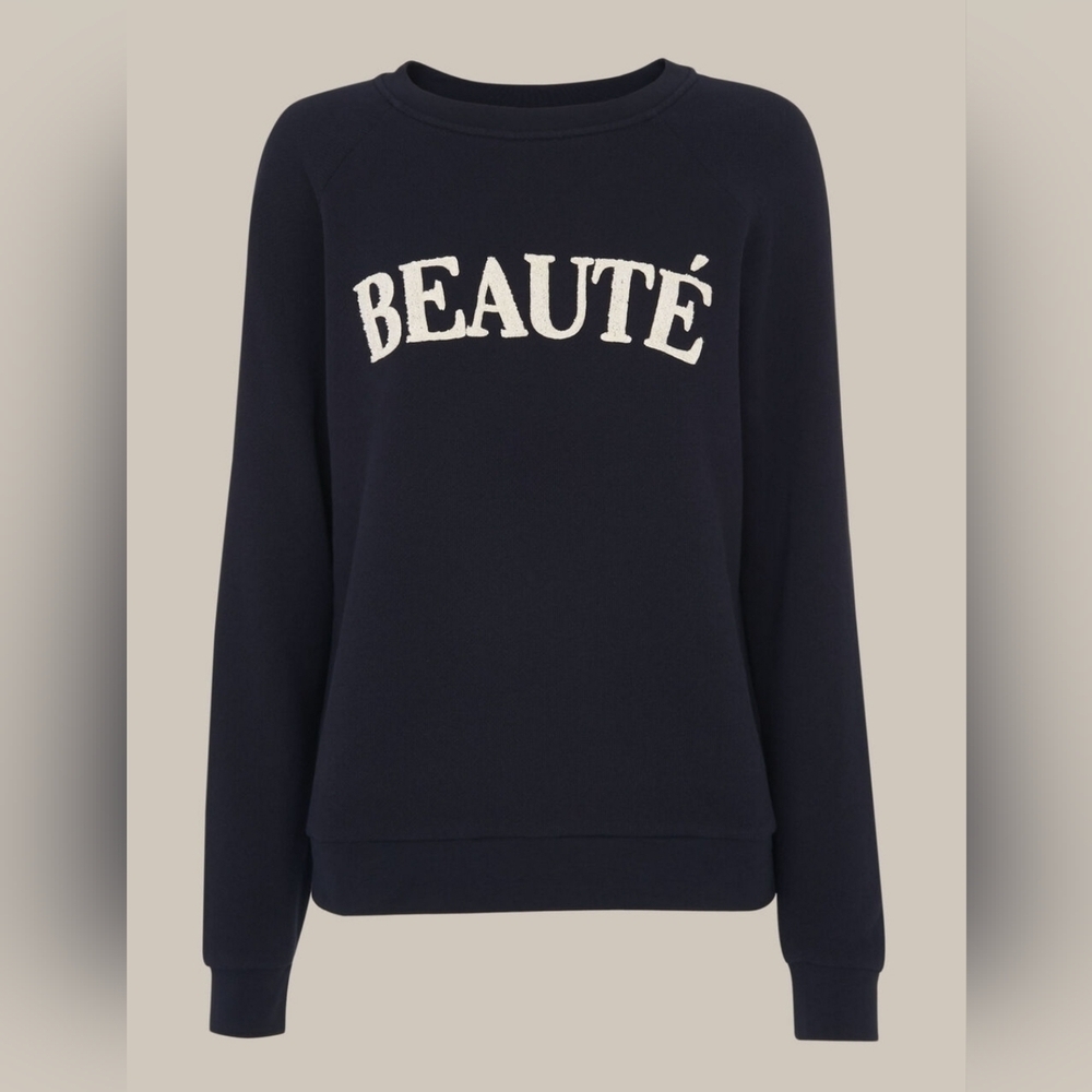 Whistles Navy Beauté Sweatshirt Size S